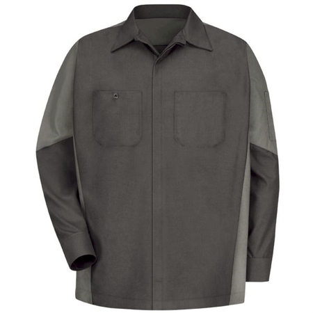 WORKWEAR OUTFITTERS Men's Long Sleeve Two-Tone Crew Shirt Charcoal/Grey, XL SY10CG-RG-XL